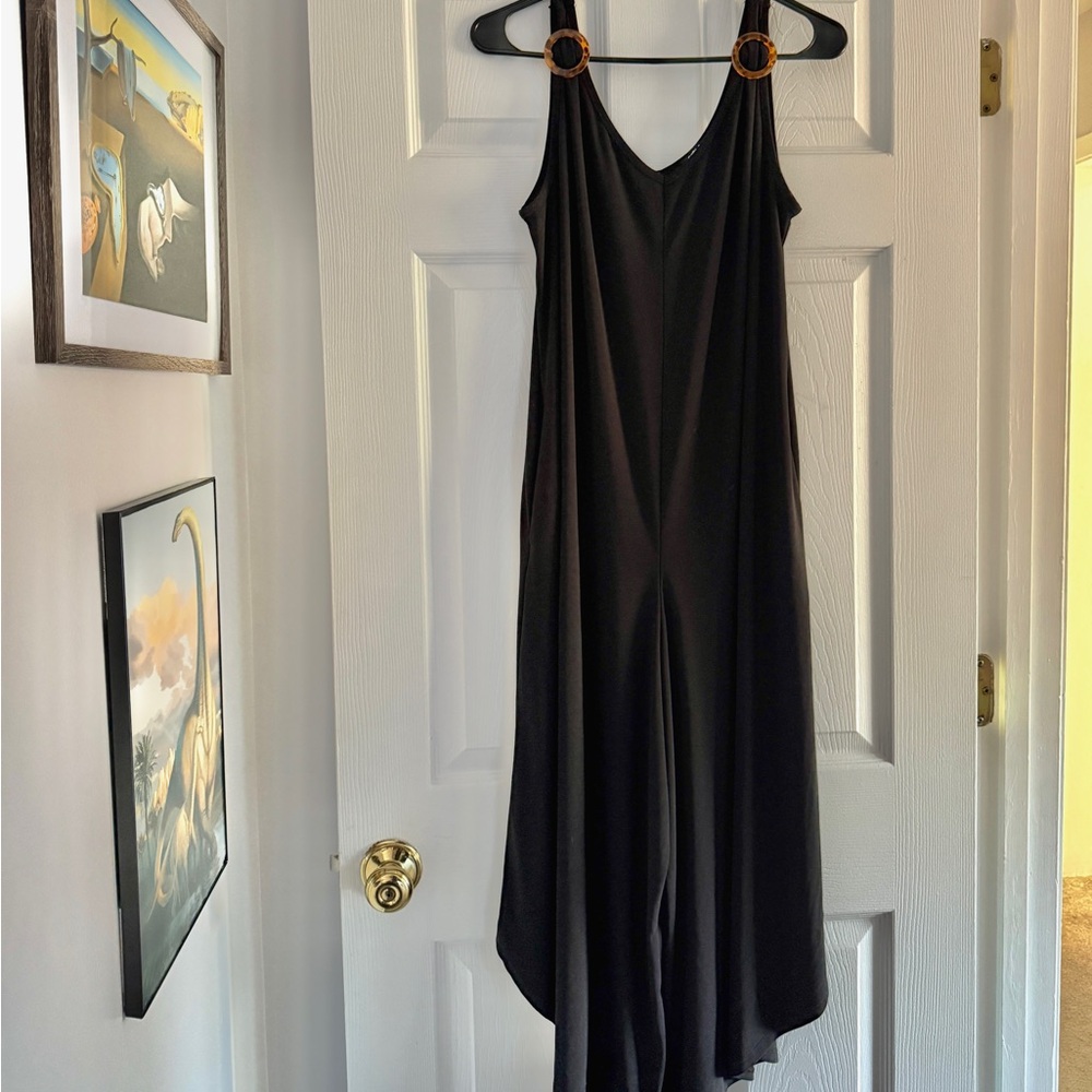 Sami & Jo Fit & Flare Jumpsuit | V-Neck Sleeveless Stretch Knit w/ Pockets